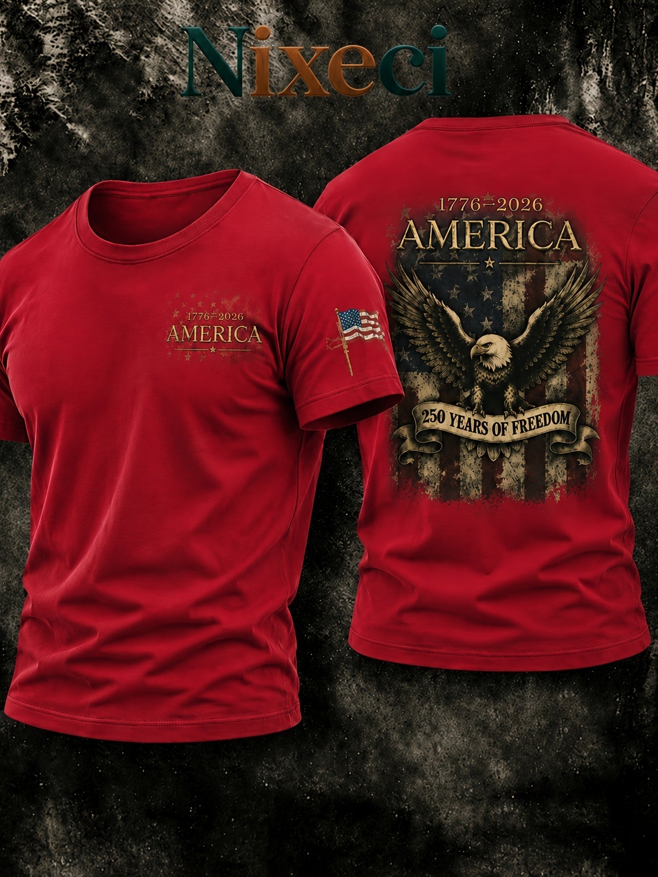 Men's Patriotic T-Shirt - Crew Neck Short Sleeve – Sizes S–XXL – Black option – view 4