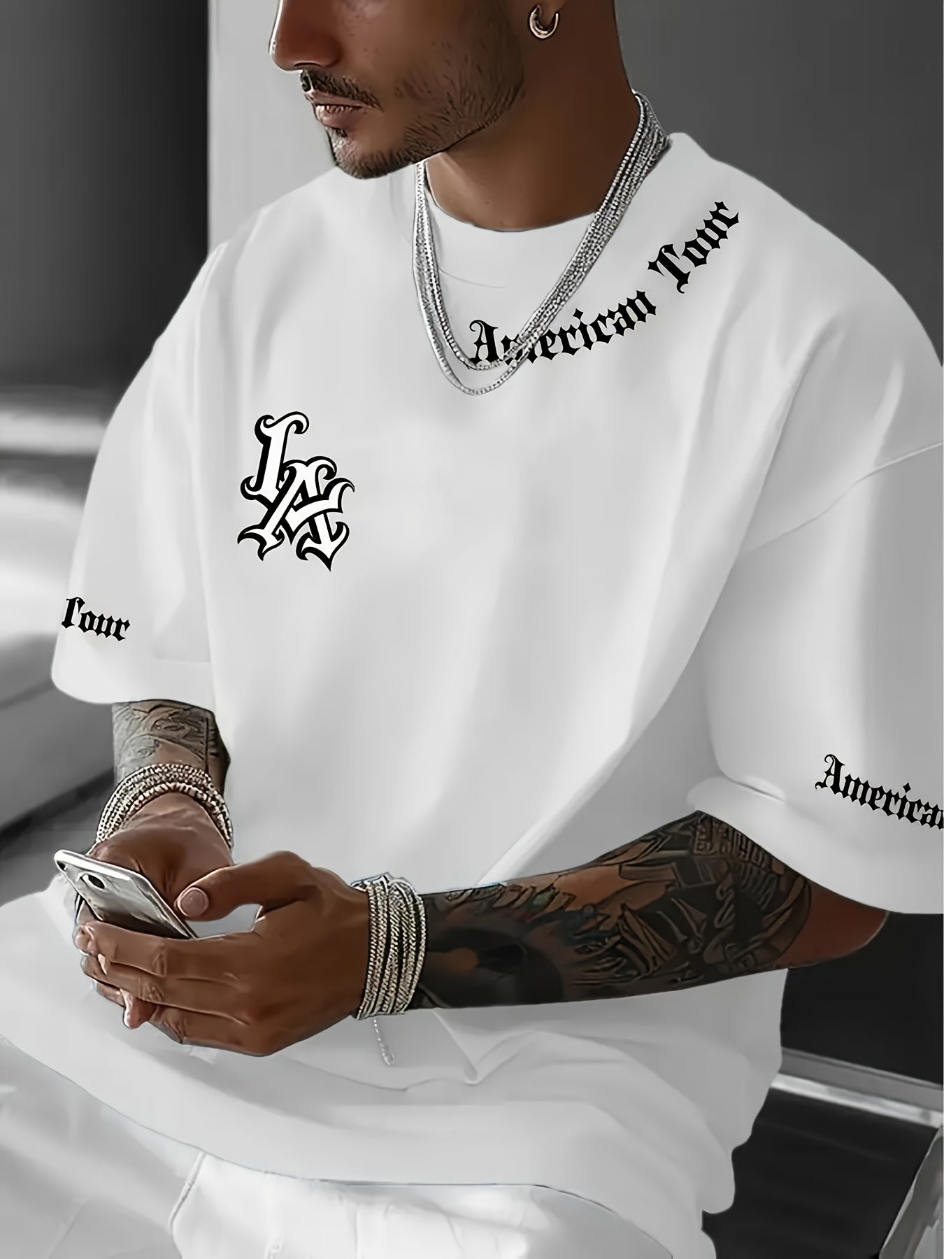 Men's Patriotic T-Shirt - Crew Neck Short Sleeve Streetwear – White option – main product image