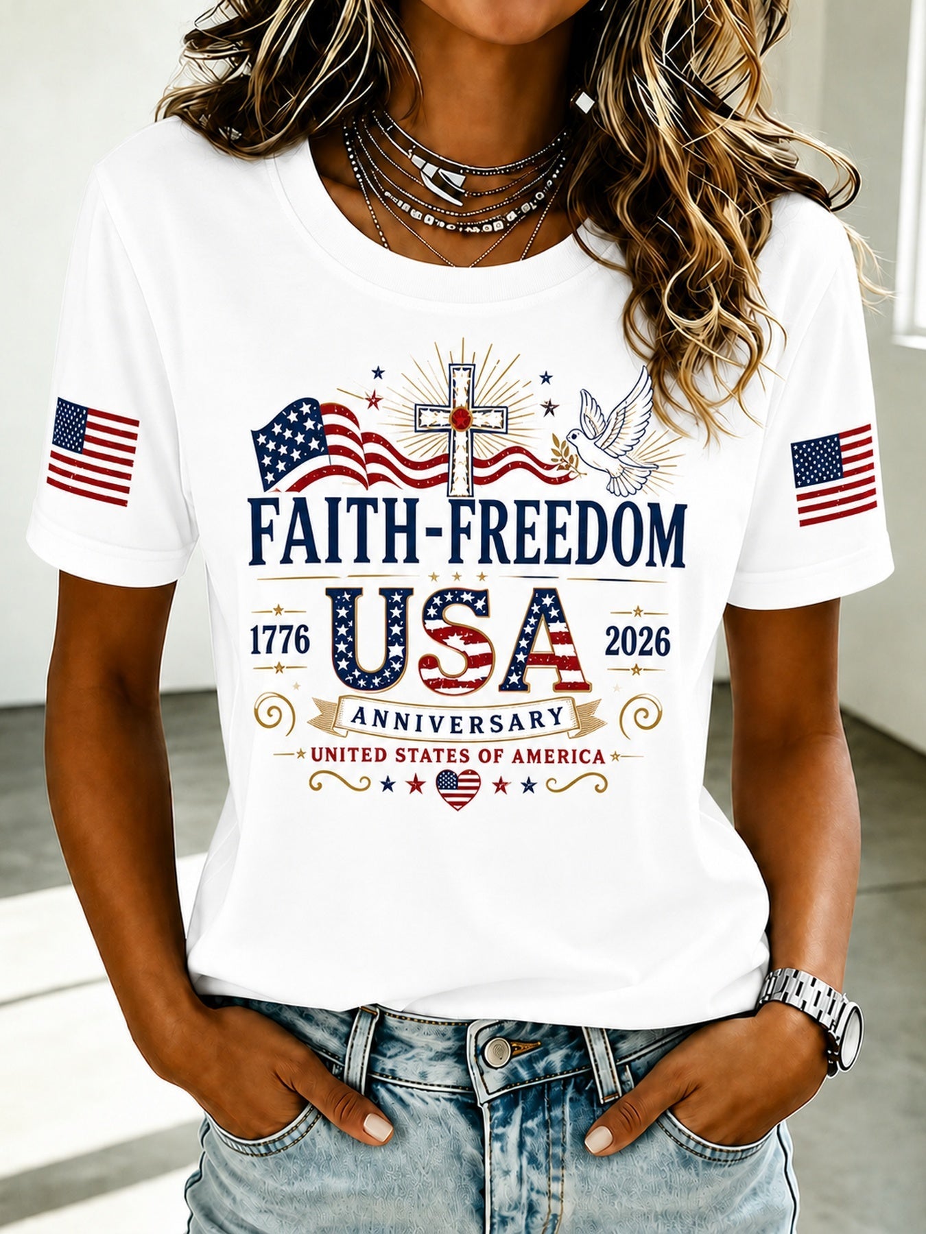 Men's Patriotic T-Shirt - Crew Neck Short Sleeve Streetwear Style – view 11