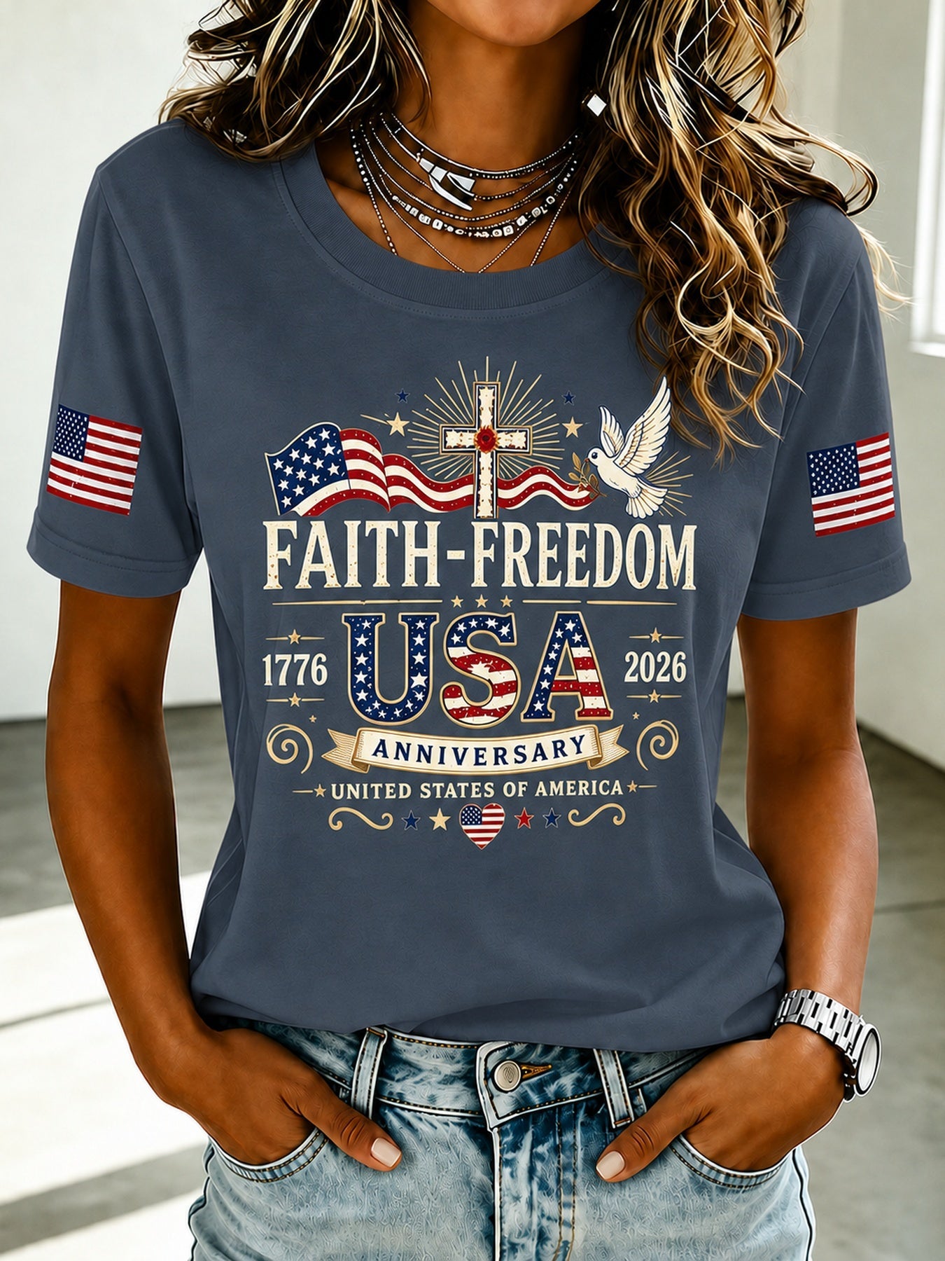 Men's Patriotic T-Shirt - Crew Neck Short Sleeve Streetwear Style – view 14