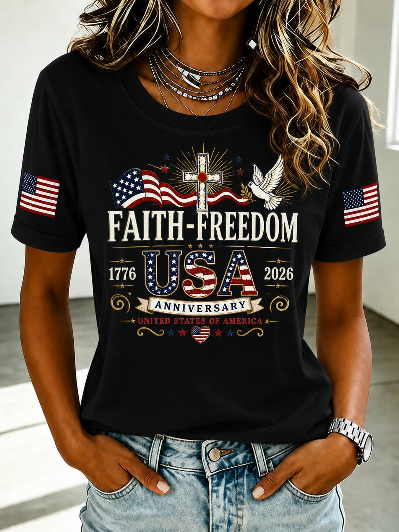 Men's Patriotic T-Shirt - Crew Neck Short Sleeve Streetwear Style – view 17
