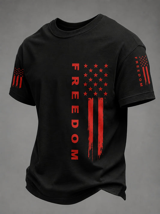 Men's Patriotic T-Shirt - Round Neck Short Sleeve – 3-Color Selection – White option – main product image