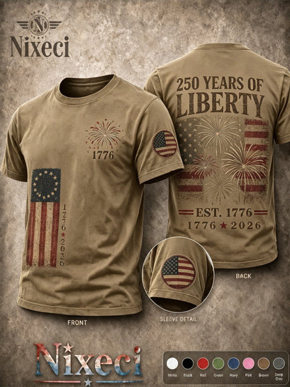 Men's Patriotic T-Shirt - Round Neck Short Sleeve – 40-Variant Selection – Green option – view 5
