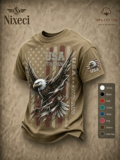 Men's Patriotic T-Shirt - Round Neck Short Sleeve – 48-Variant Selection – Green option – view 2