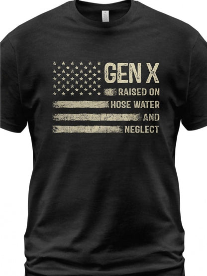 Men's Patriotic T-Shirt - Round Neck Short Sleeve – See garment label for fiber content / – Black option – main product image