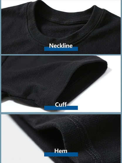 Men's Patriotic T-Shirt - Round Neck Short Sleeve Streetwear – Black detail view