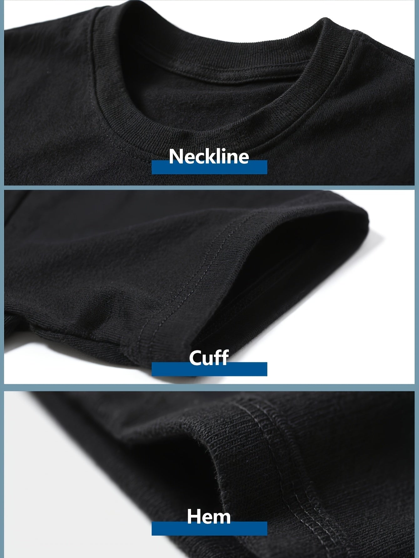 Men's Patriotic T-Shirt - Round Neck Short Sleeve Streetwear – Black detail view