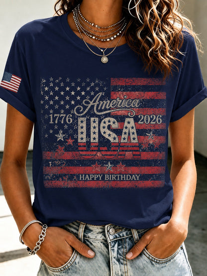 Men's Patriotic T-Shirt - Round Neck Short Sleeve Streetwear Style – view 2