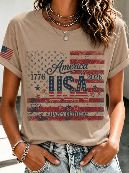Men's Patriotic T-Shirt - Round Neck Short Sleeve Streetwear Style – view 4
