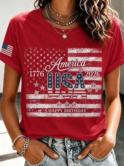 Men's Patriotic T-Shirt - Round Neck Short Sleeve Streetwear Style – view 5
