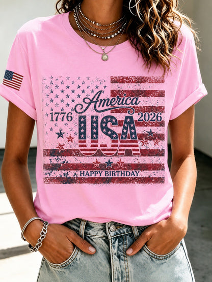 Men's Patriotic T-Shirt - Round Neck Short Sleeve Streetwear Style – view 8