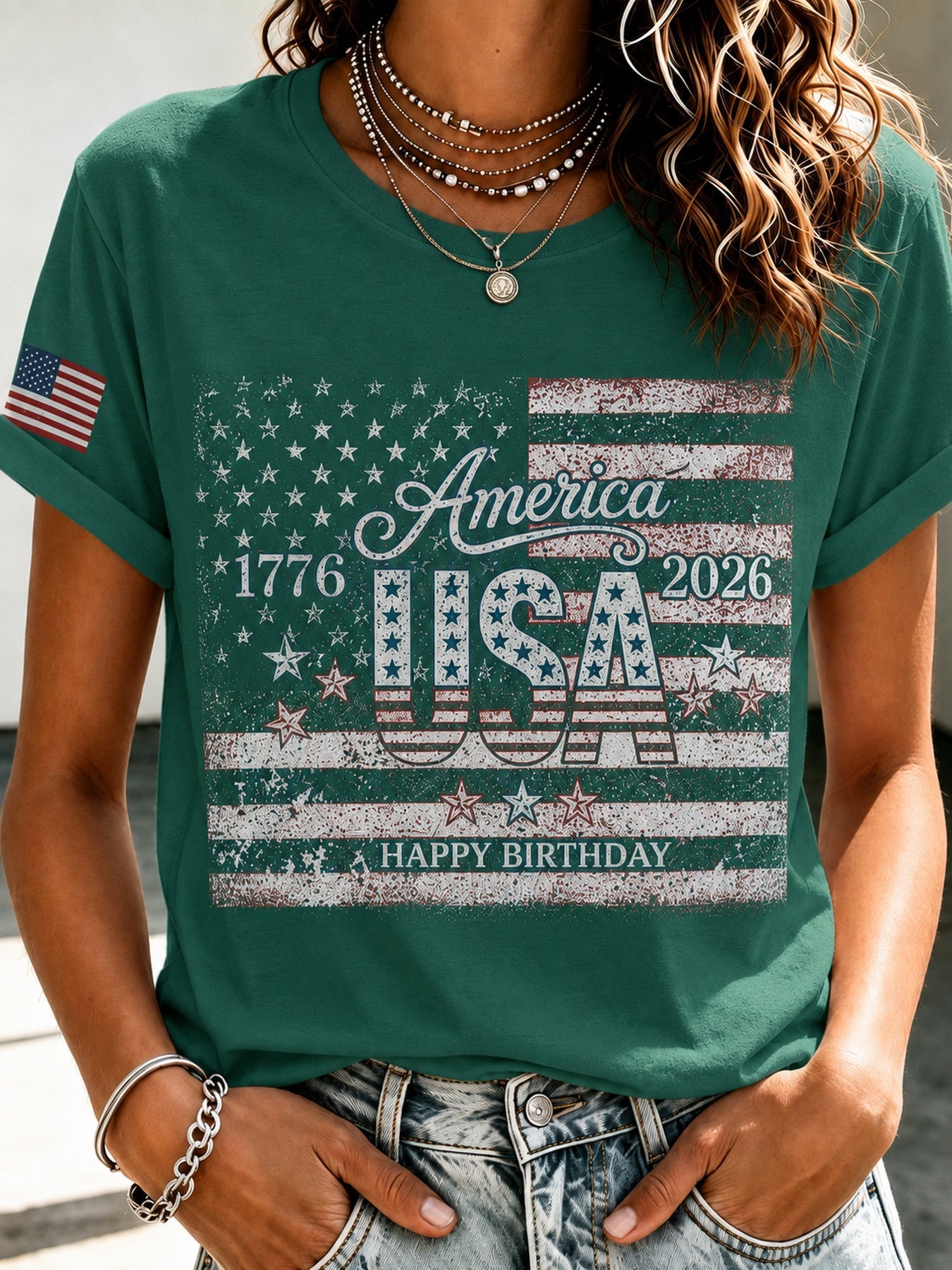 Men's Patriotic T-Shirt - Round Neck Short Sleeve Streetwear Style – view 10