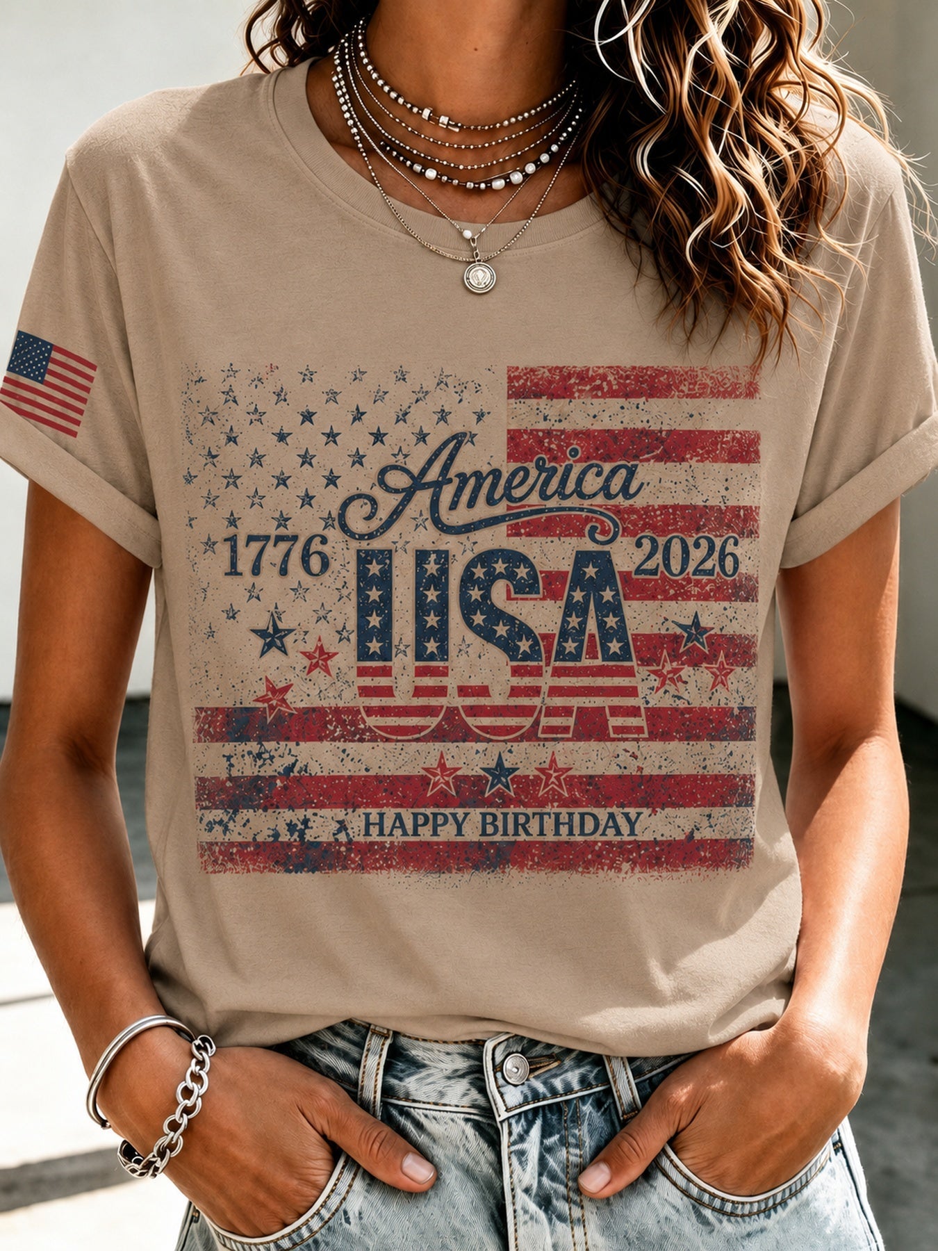Men's Patriotic T-Shirt - Round Neck Short Sleeve Streetwear Style – view 11