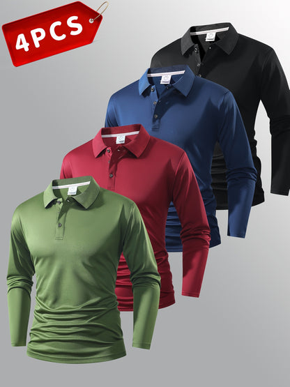 Men's Performance Polo Shirt - Collared Long Sleeve – Black option – main product image