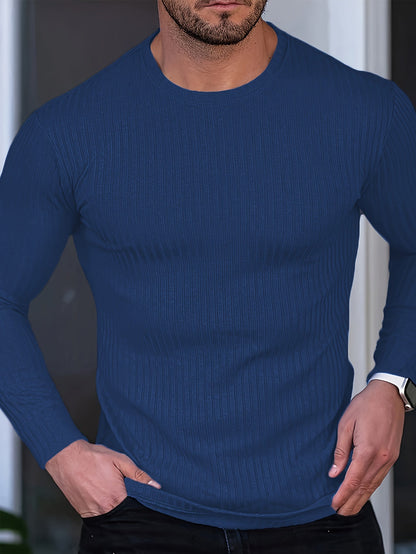 Men's Performance T-Shirt - Crew Neck Long Sleeve – Black+white +blue Khaki – view 10