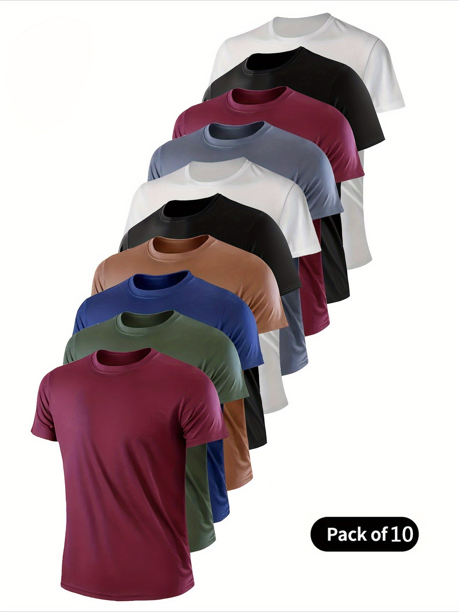 Men's Performance T-Shirt – Men's Wine Red Army Green Navy Blue - Khaki Black White Gray – view 3