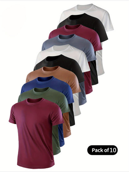 Men's Performance T-Shirt – Men's Wine Red Army Green Navy Blue - Khaki Black White Gray – view 3