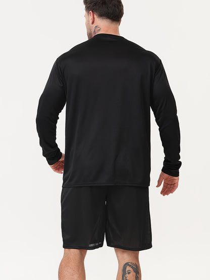 Men's Performance T-Shirt - Round Neck Long Sleeve – Navy Color – view 7