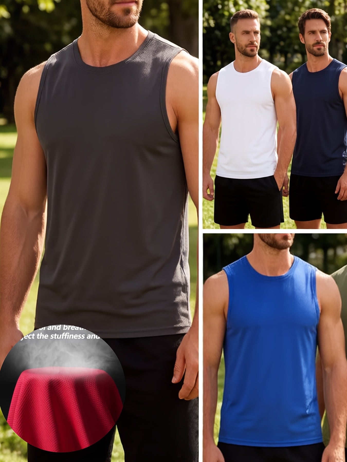 Men's Performance Tank Top - Classic Neck Sleeveless – Colorway 34117 – view 8