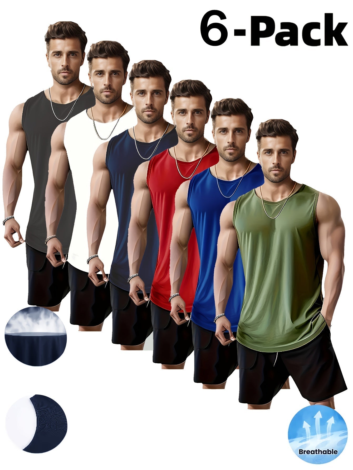 Men's Performance Tank Top - Classic Neck Sleeveless – Colorway 34117 – view 12