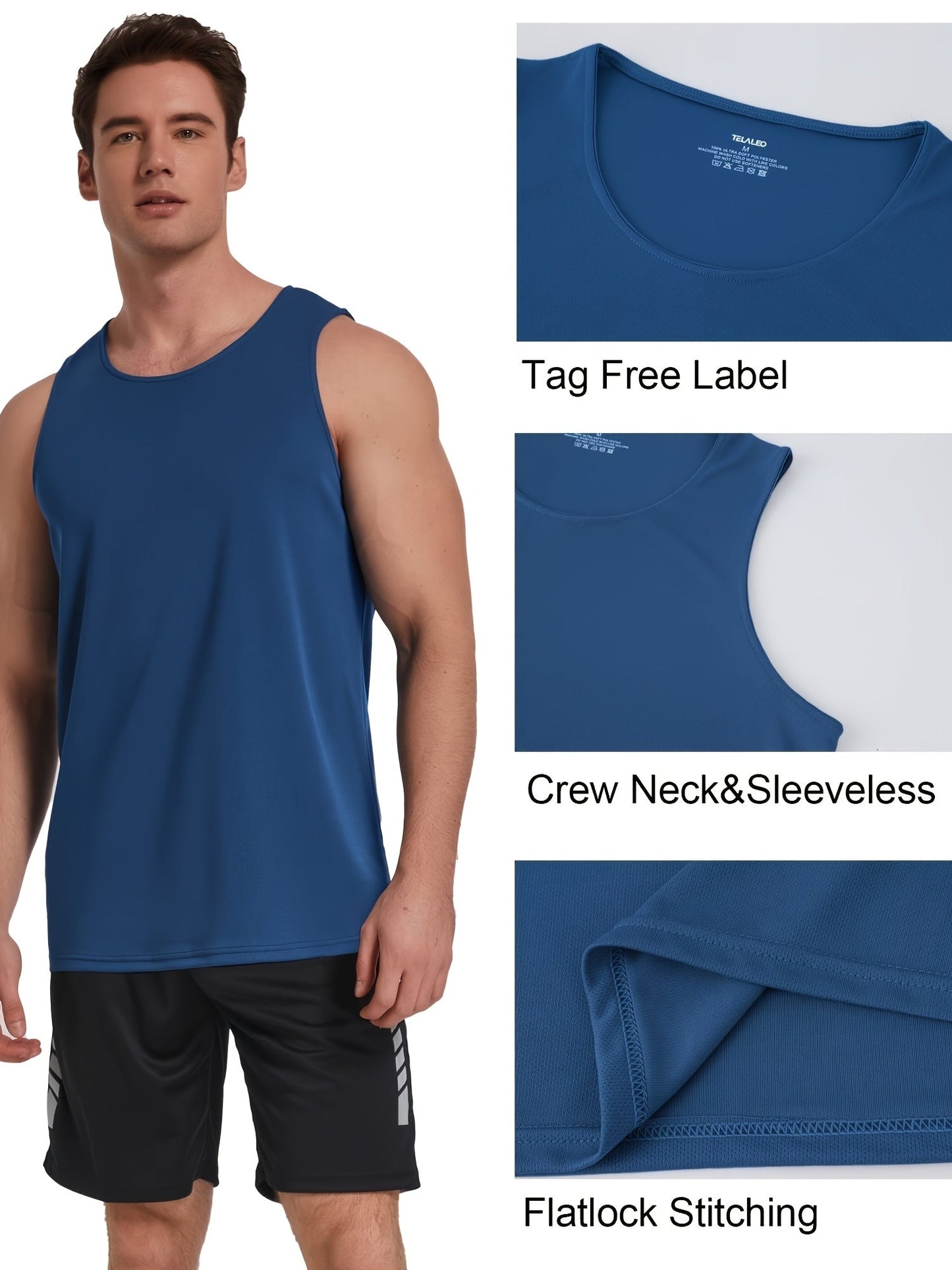 Men's Performance Tank Top - Classic Neck Sleeveless – Sizes S–L – view 6
