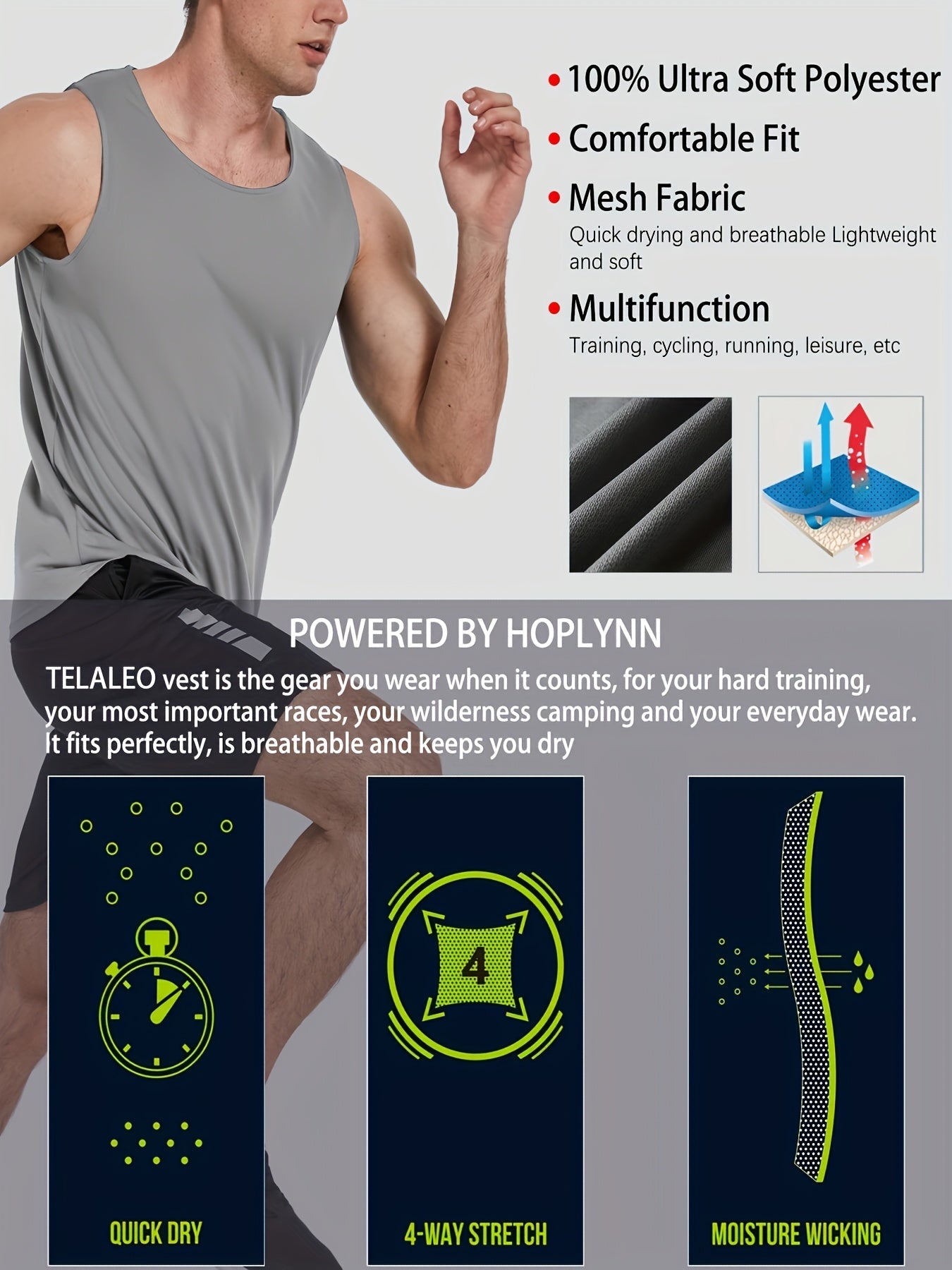 Men's Performance Tank Top - Classic Neck Sleeveless – Sizes S–L – view 7