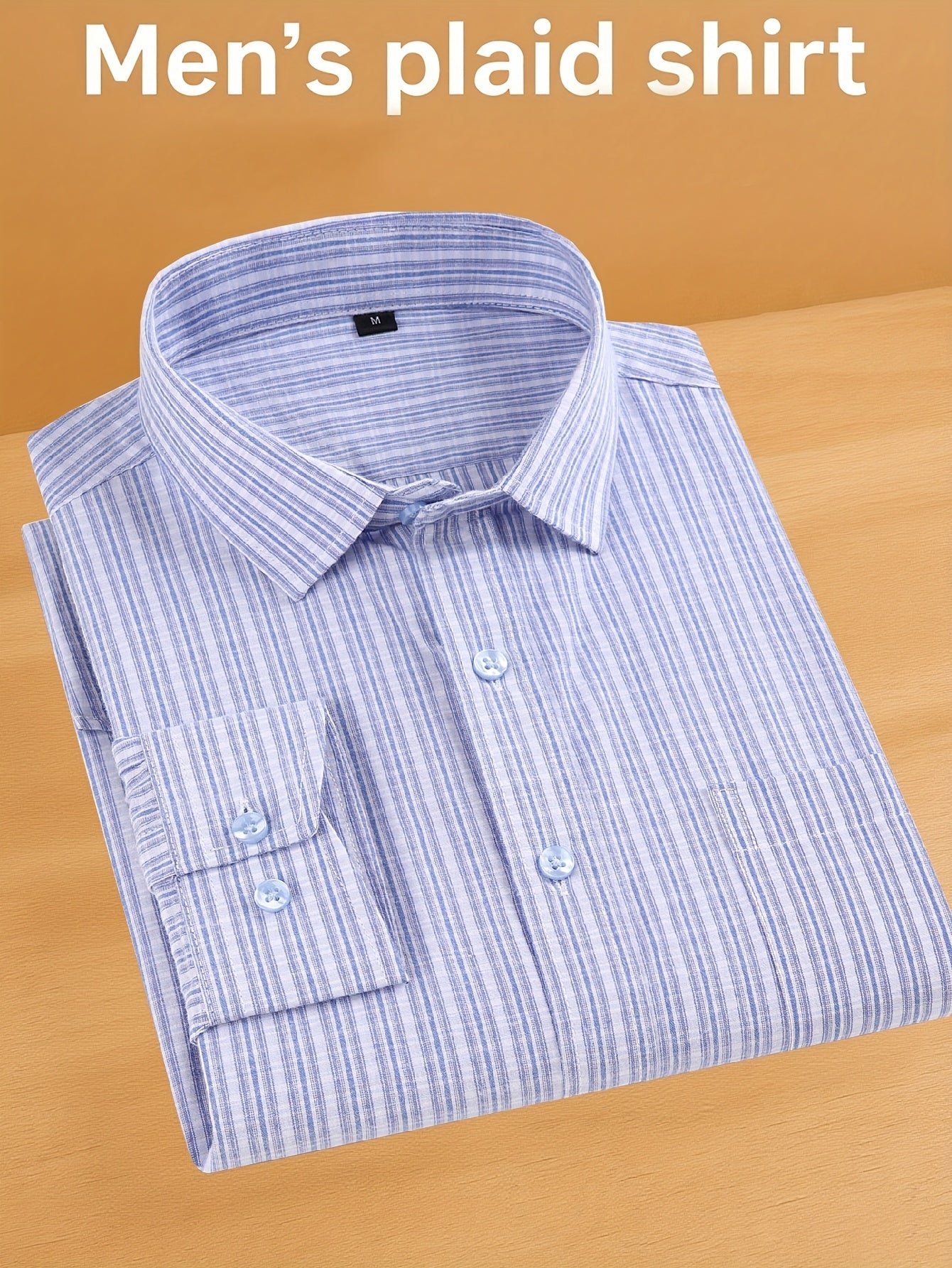 Men's Plaid Long Sleeve Casual Shirt - Easy Care – Navy option – view 7