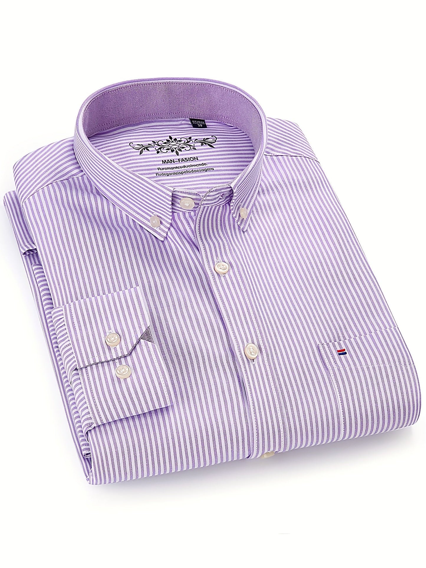 Men's Plaid Long Sleeve Dress Shirt - Easy Care – Purple option – view 2