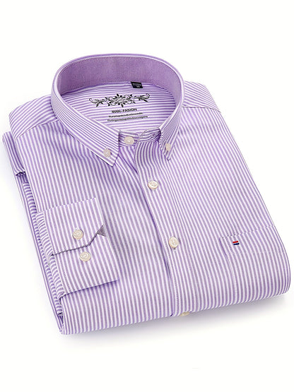 Men's Plaid Long Sleeve Dress Shirt - Easy Care – Purple option – view 2