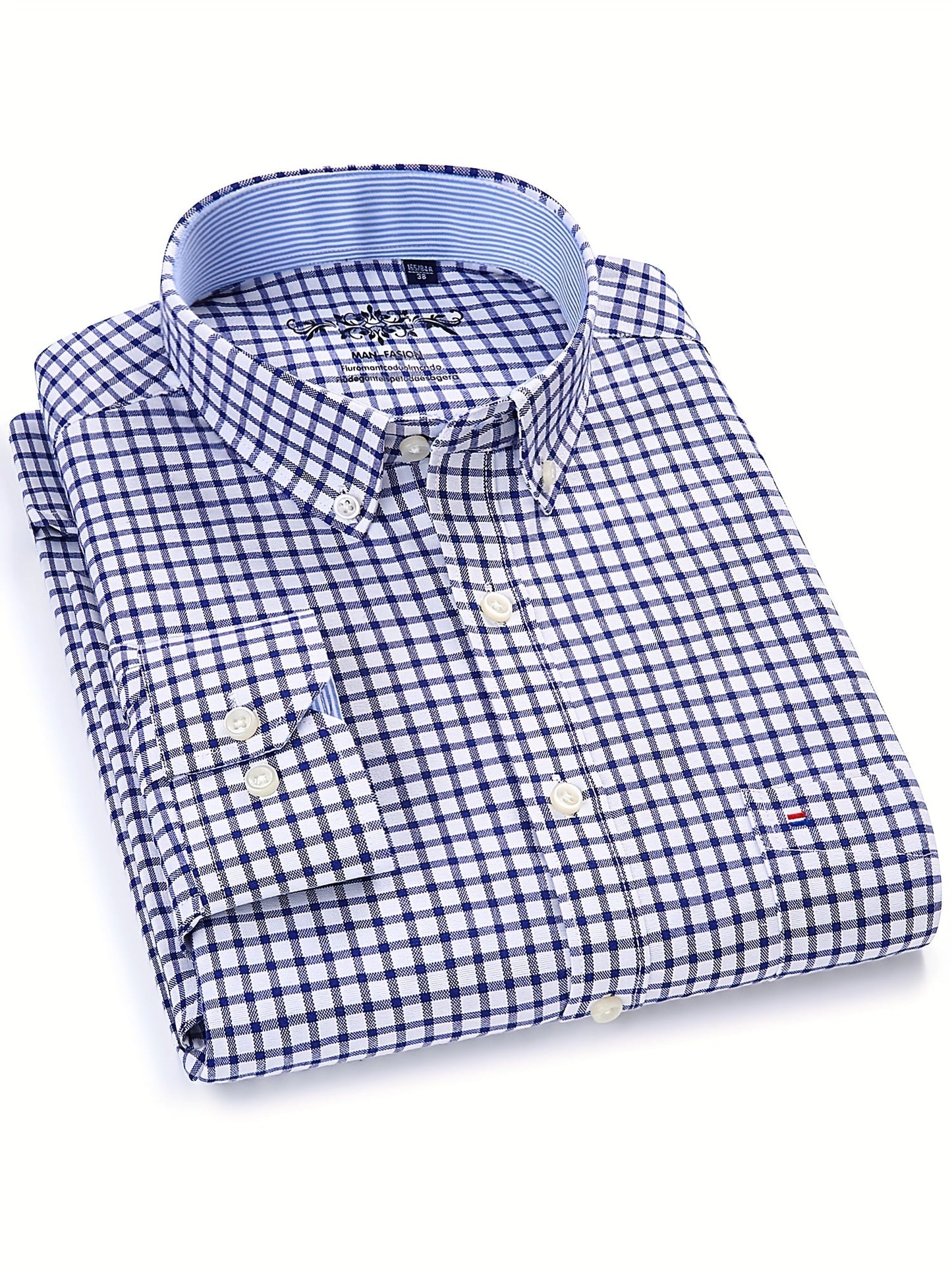 Men's Plaid Long Sleeve Dress Shirt - Easy Care – Purple option – view 3