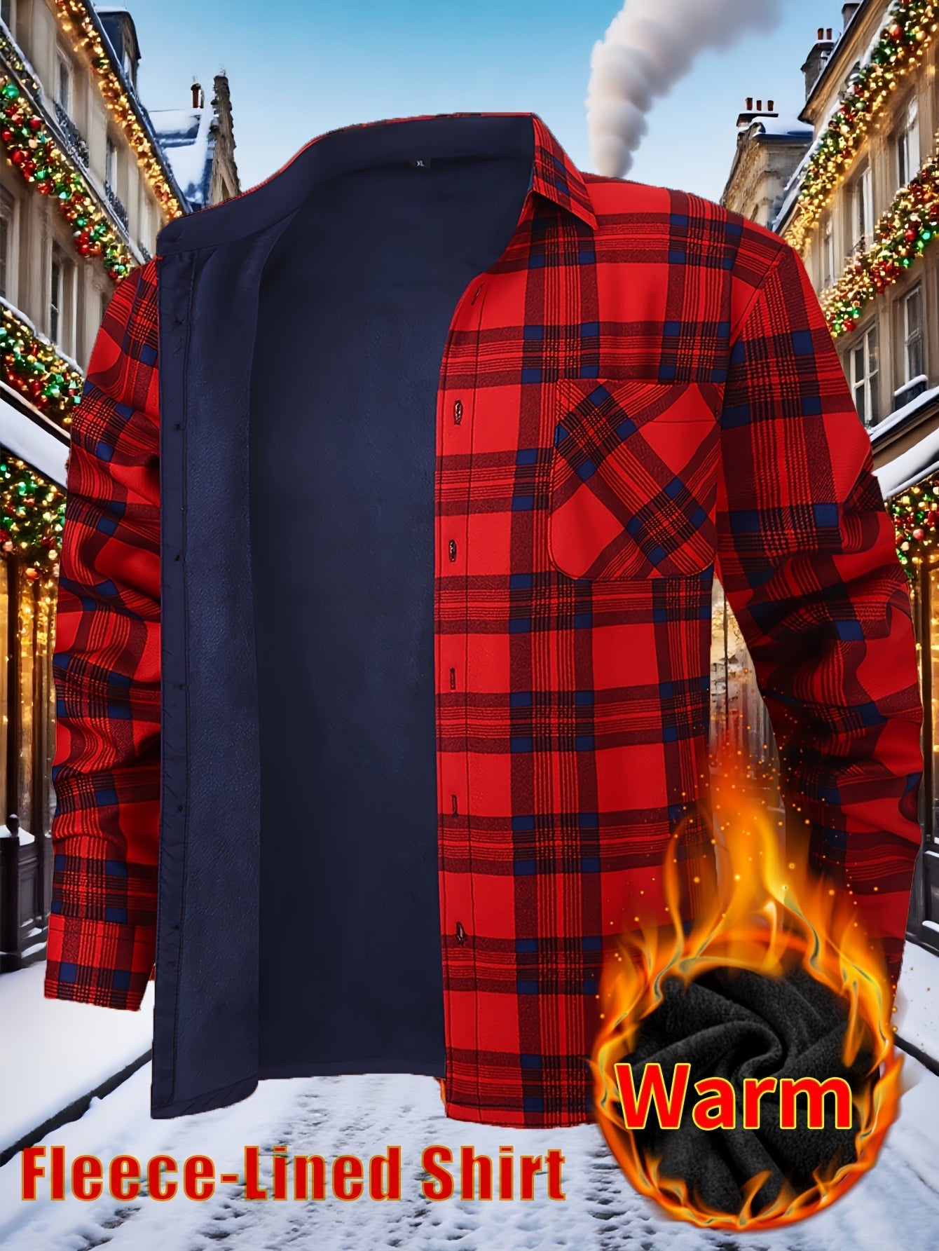 Men's Plaid Long Sleeve Flannel Shirt - Wrinkle Resistant – Red option – view 6