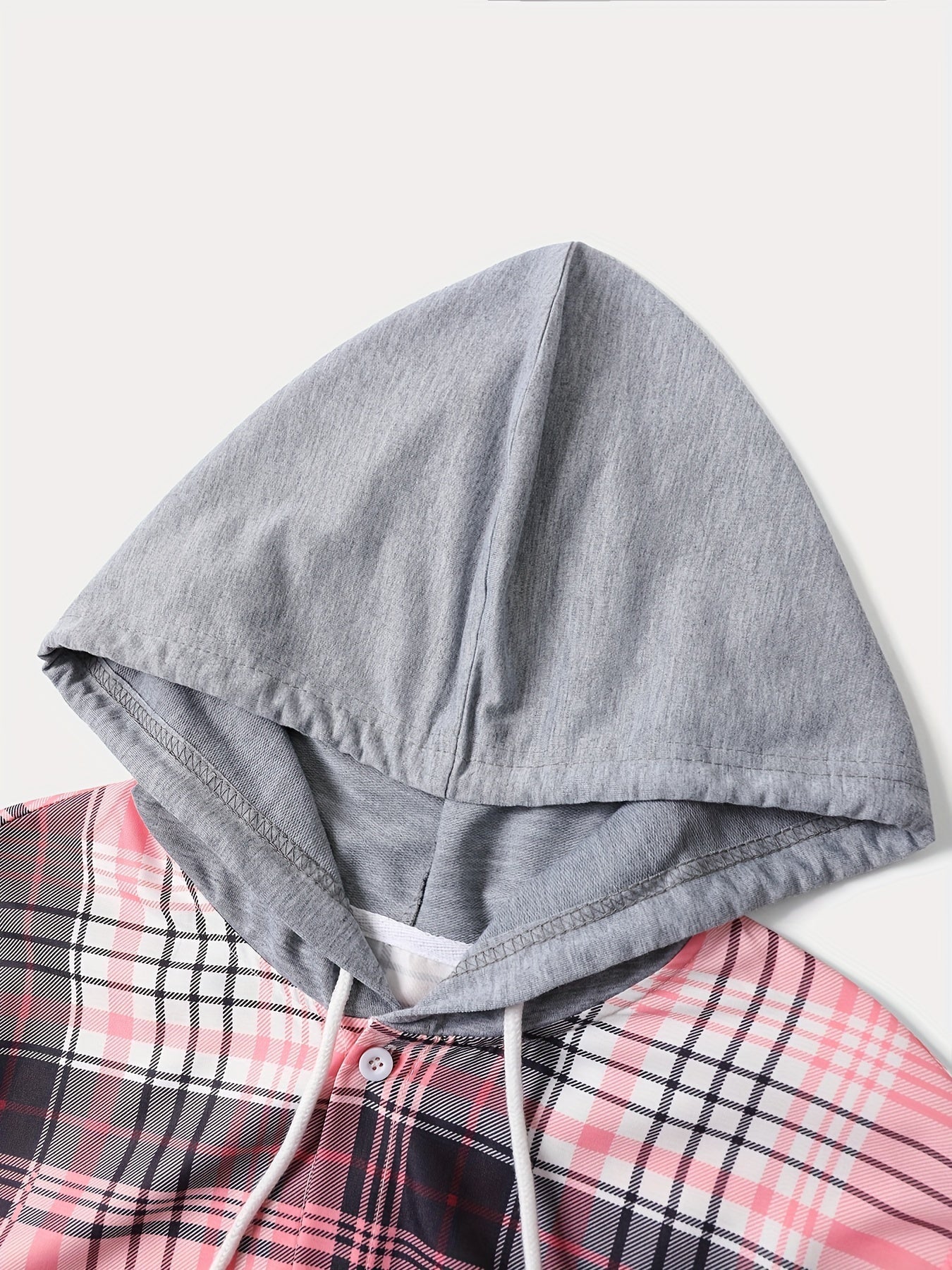 Men's Plaid Long Sleeve Hooded Shirt - Stretch – view 9