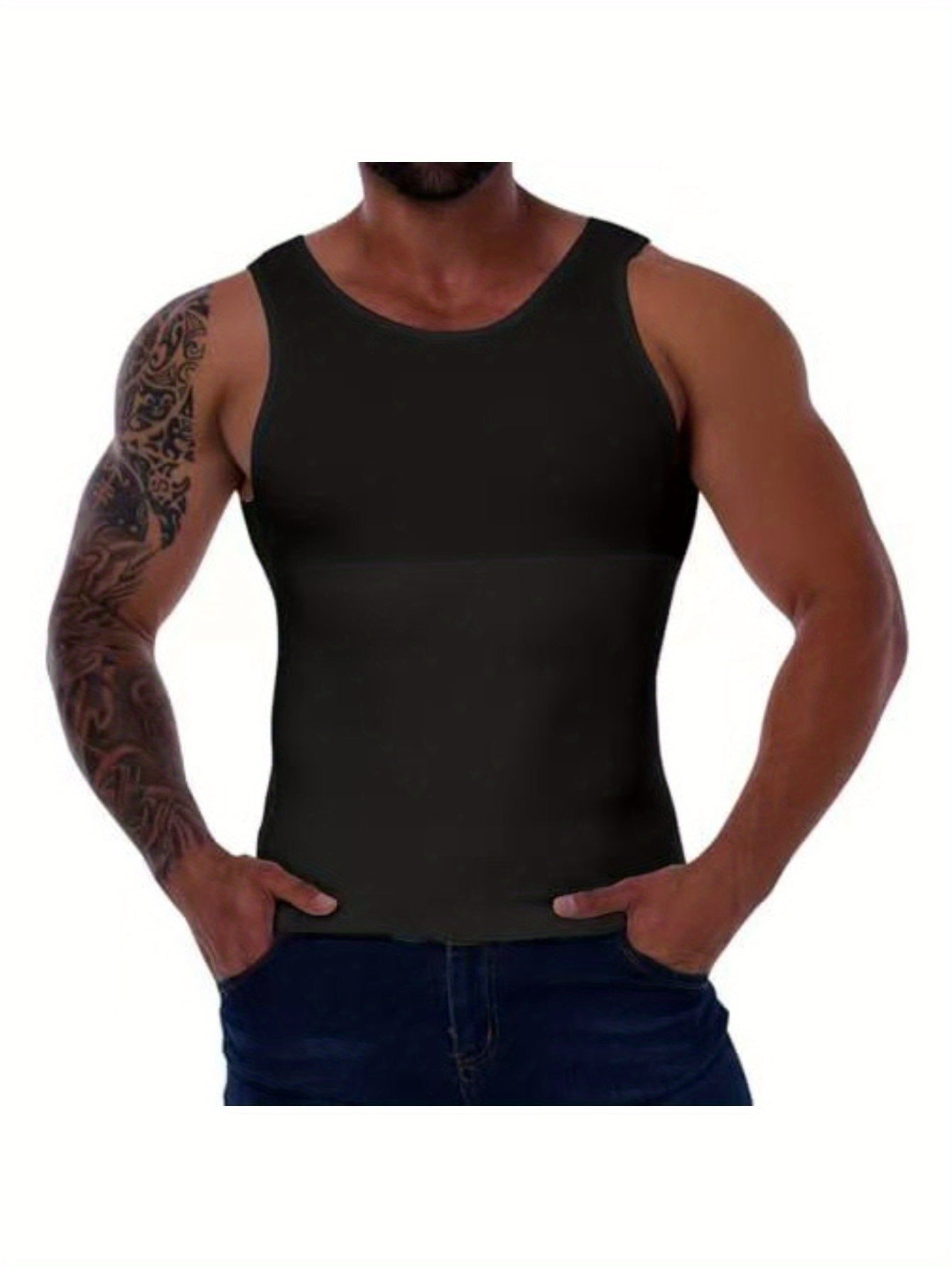 Men's Plus Size Compression Shirt – Sleeveless Crew Neck – view 7