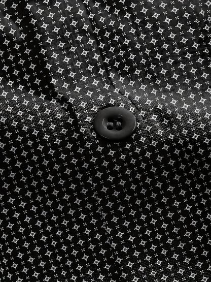 Men's Plus Size Geometric Shirt – Black White Button Up – view 3