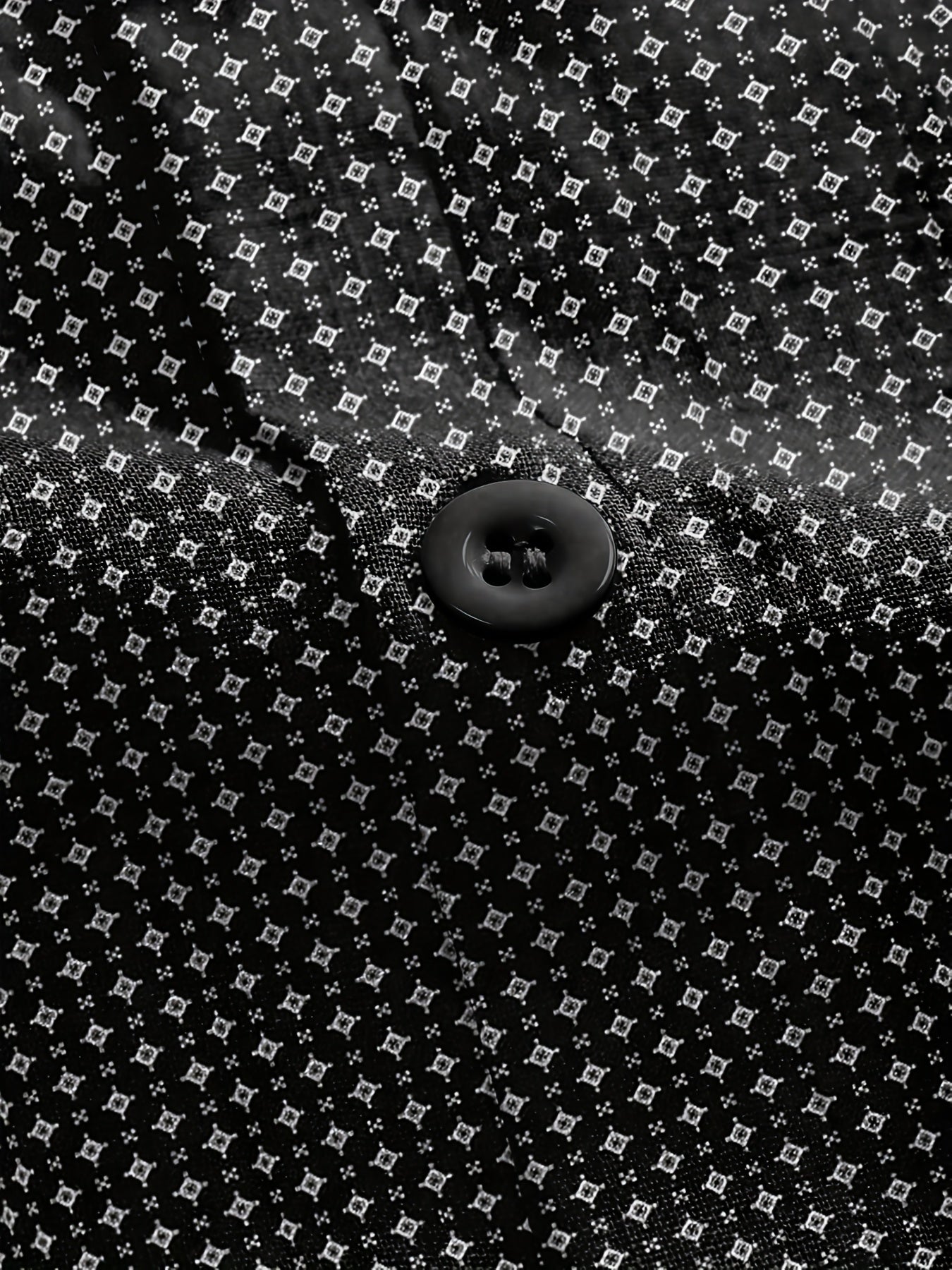 Men's Plus Size Geometric Shirt – Black White Button Up – view 8
