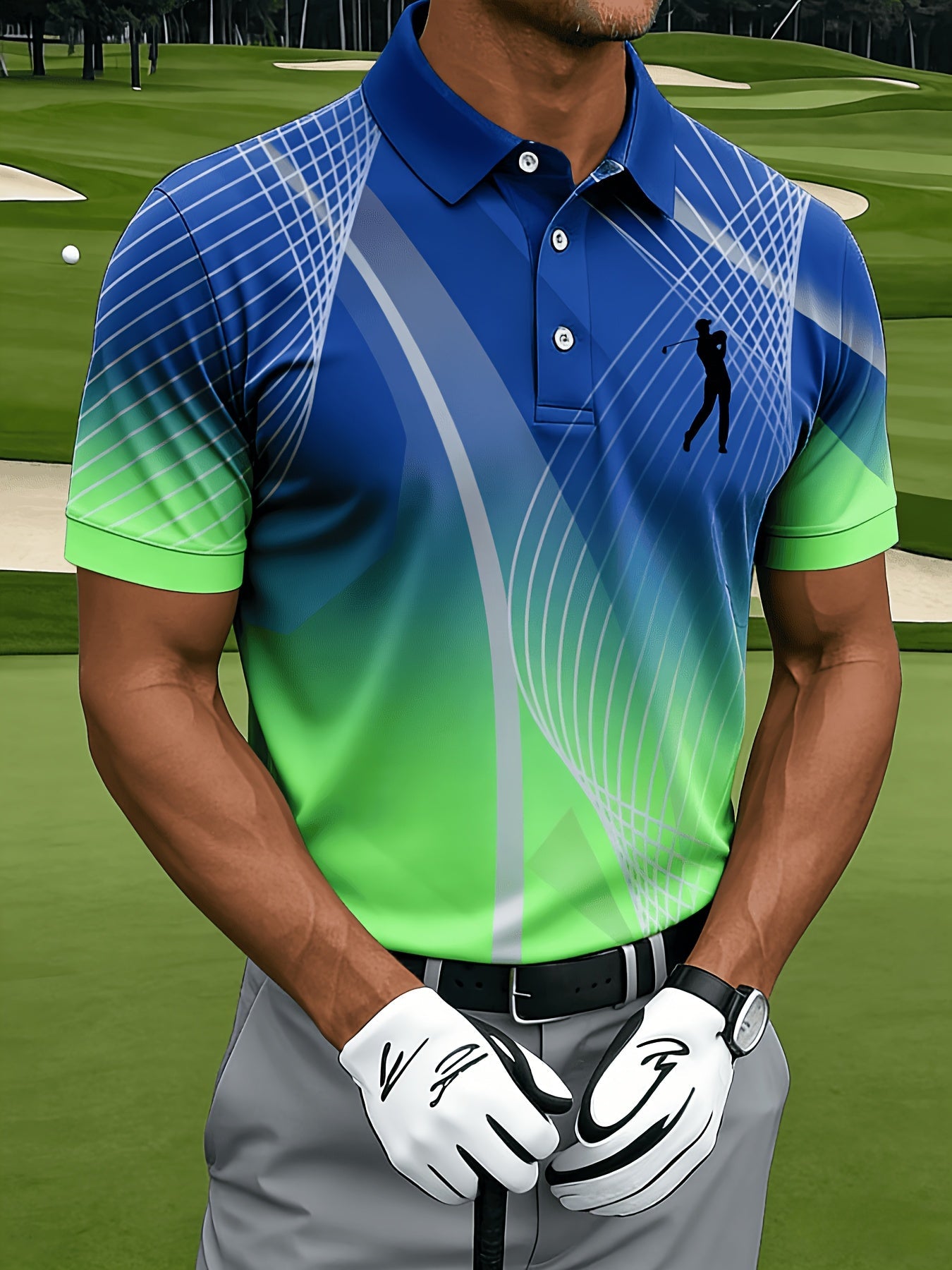 Men's Plus Size Golf Print Sports T-Shirt - Breathable Mesh Regular Fit – view 3
