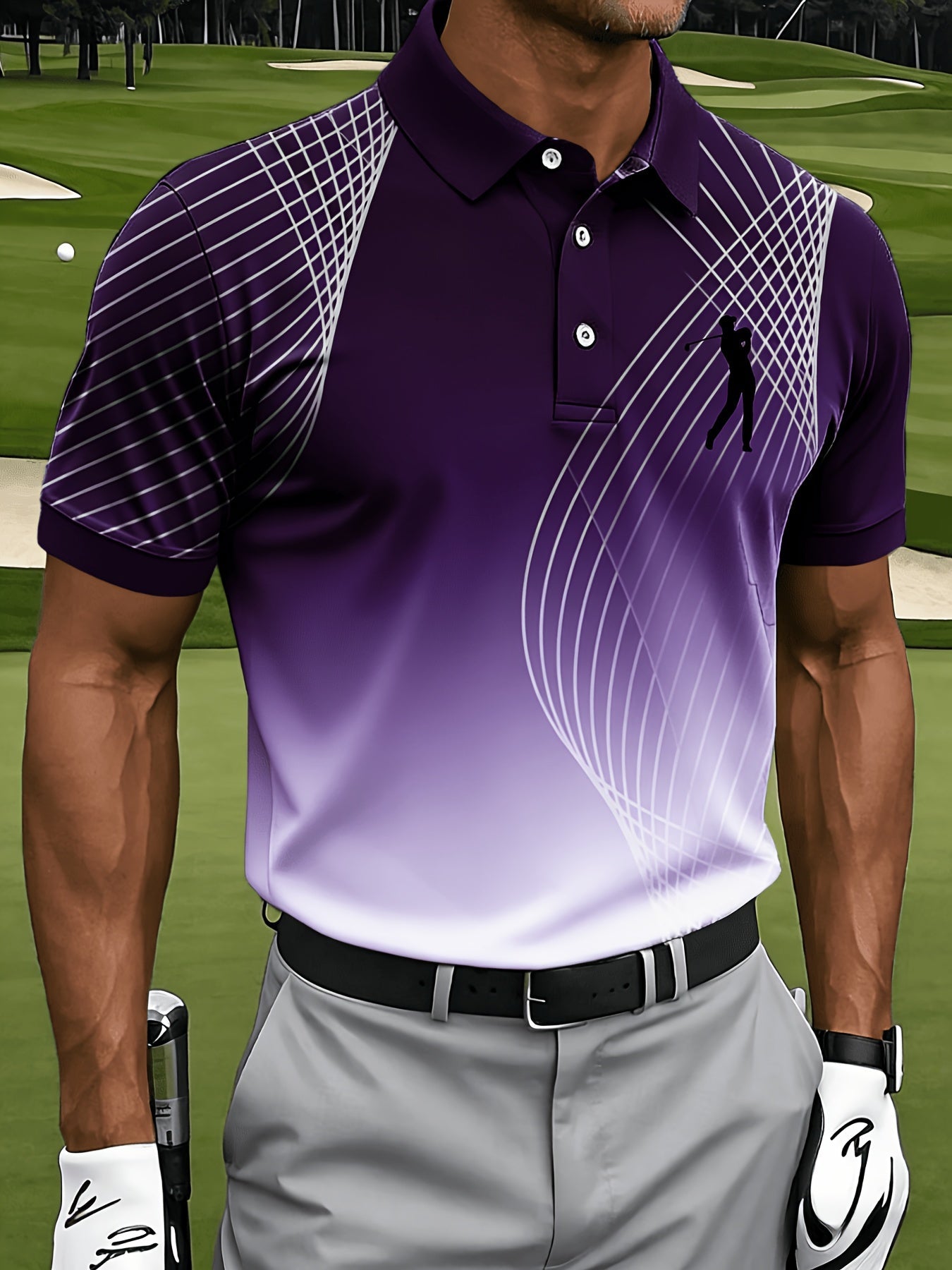 Men's Plus Size Golf Print Sports T-Shirt - Breathable Mesh Regular Fit – view 8
