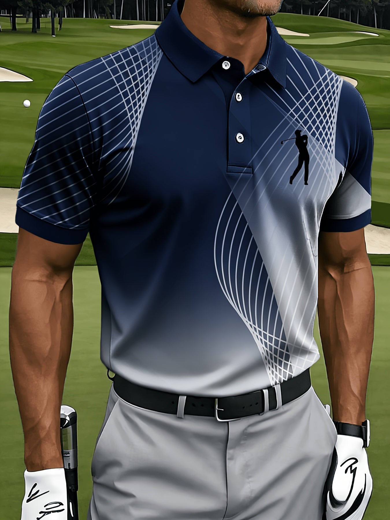 Men's Plus Size Golf Print Sports T-Shirt - Breathable Mesh Regular Fit – view 12