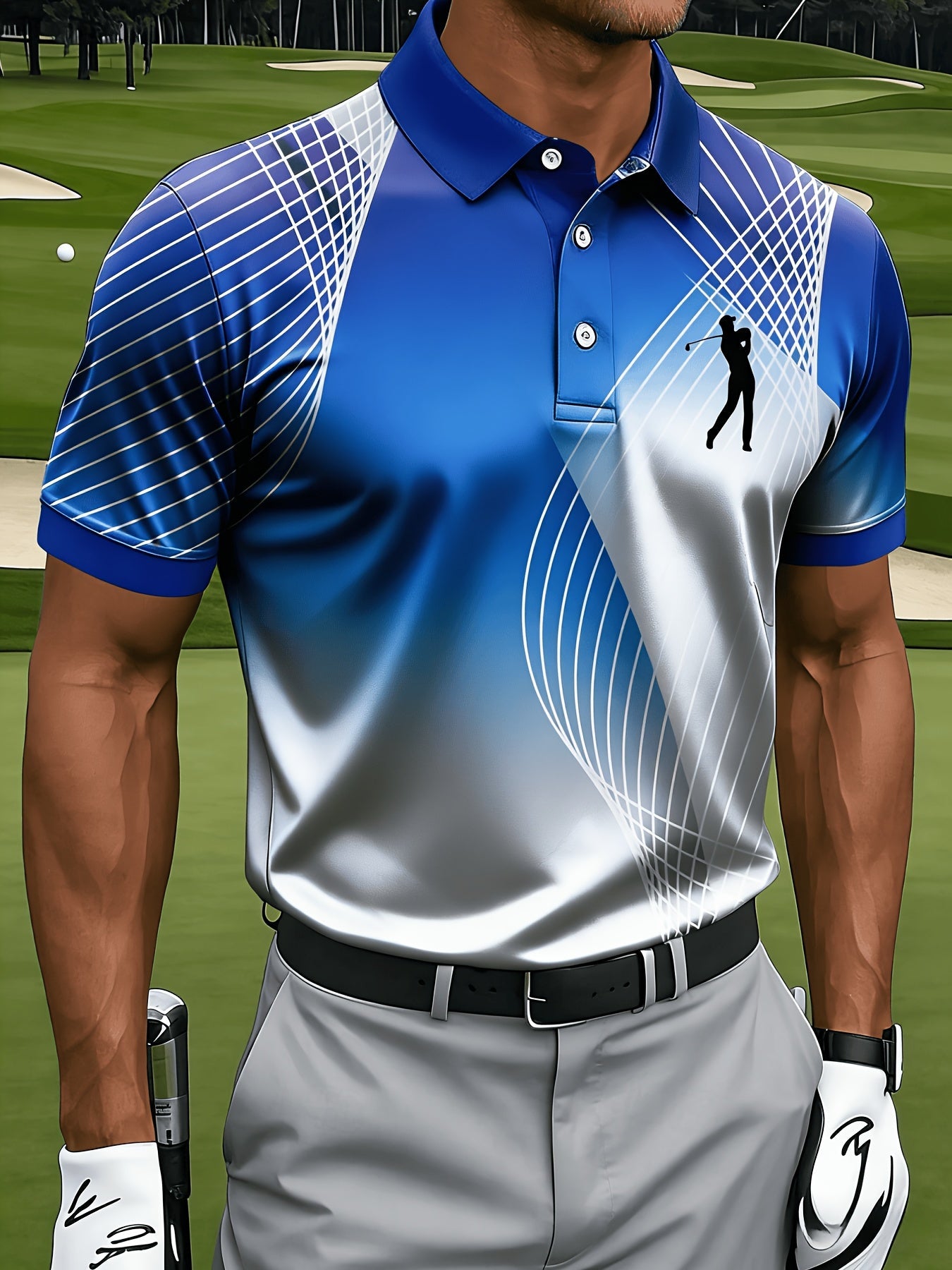 Men's Plus Size Golf Print Sports T-Shirt - Breathable Mesh Regular Fit – view 13