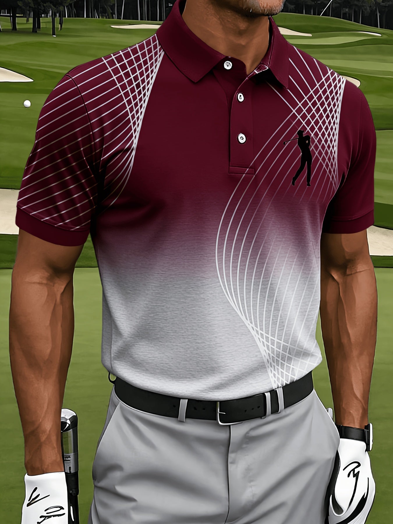 Men's Plus Size Golf Print Sports T-Shirt - Breathable Mesh Regular Fit – view 16