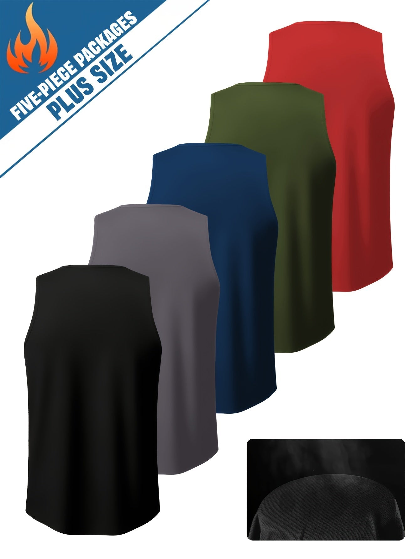 Men's Plus Size Performance Tank Tops - 5-Pack Breathable Sports Vests – view 2