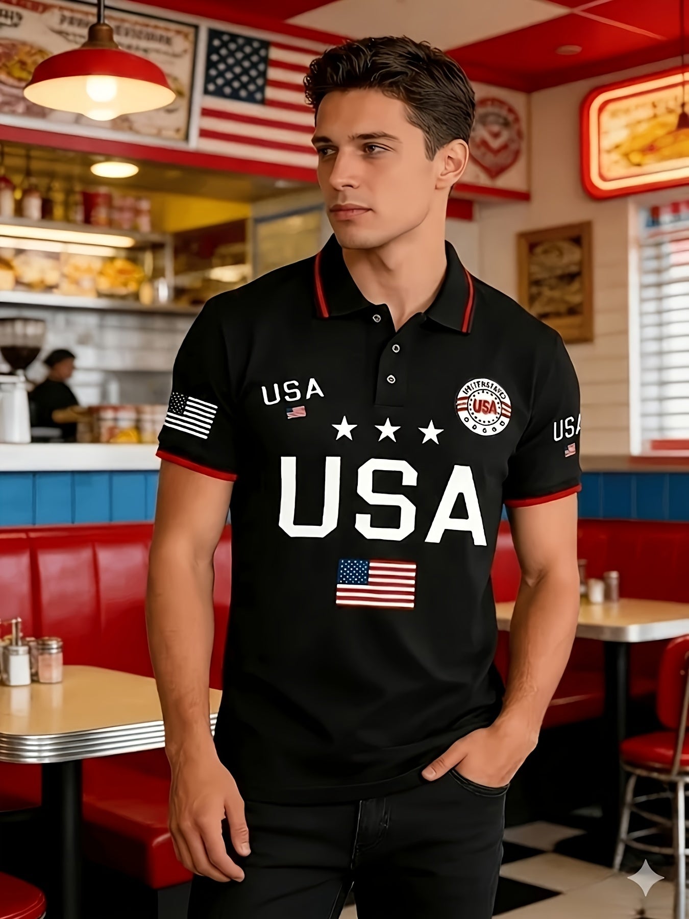 Men's Plus Size Polo Shirt – 250th Anniversary Print – view 4
