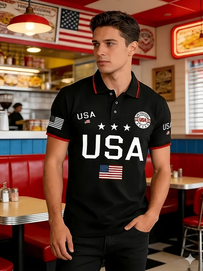 Men's Plus Size Polo Shirt – 250th Anniversary Print – view 4