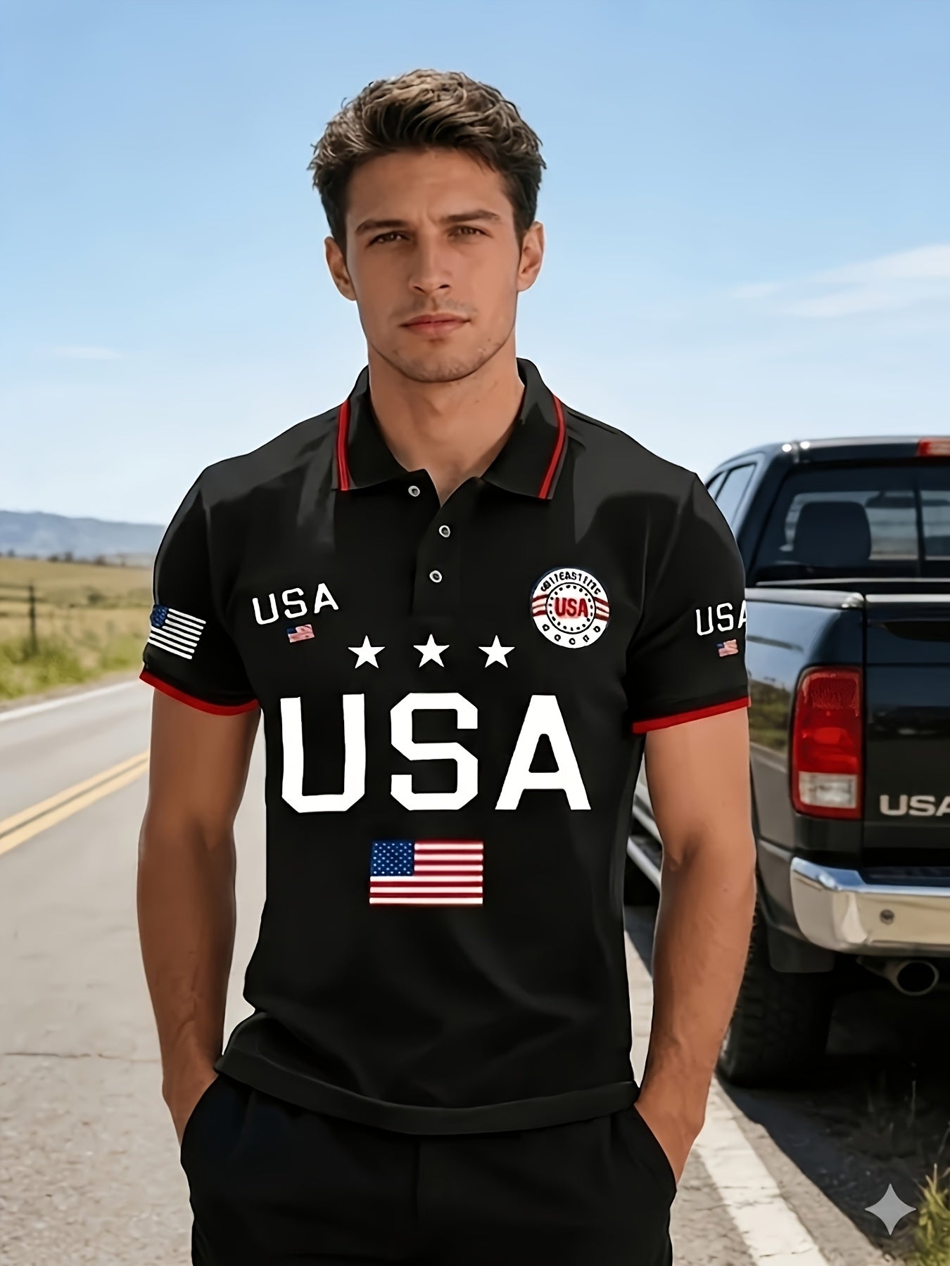 Men's Plus Size Polo Shirt – 250th Anniversary Print – view 6
