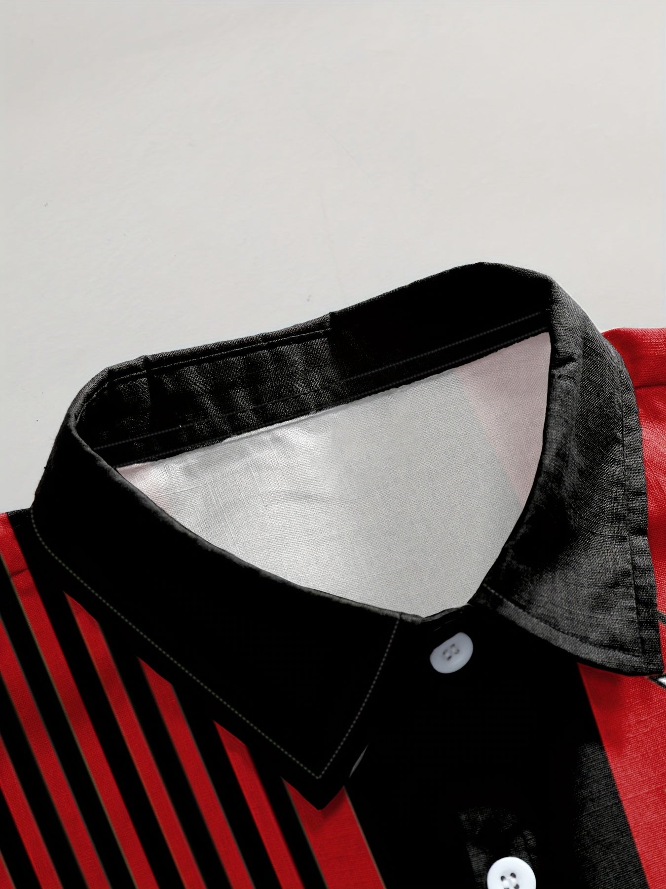 Men's Plus Size Striped Shirt – Short Sleeve Button Up – view 4