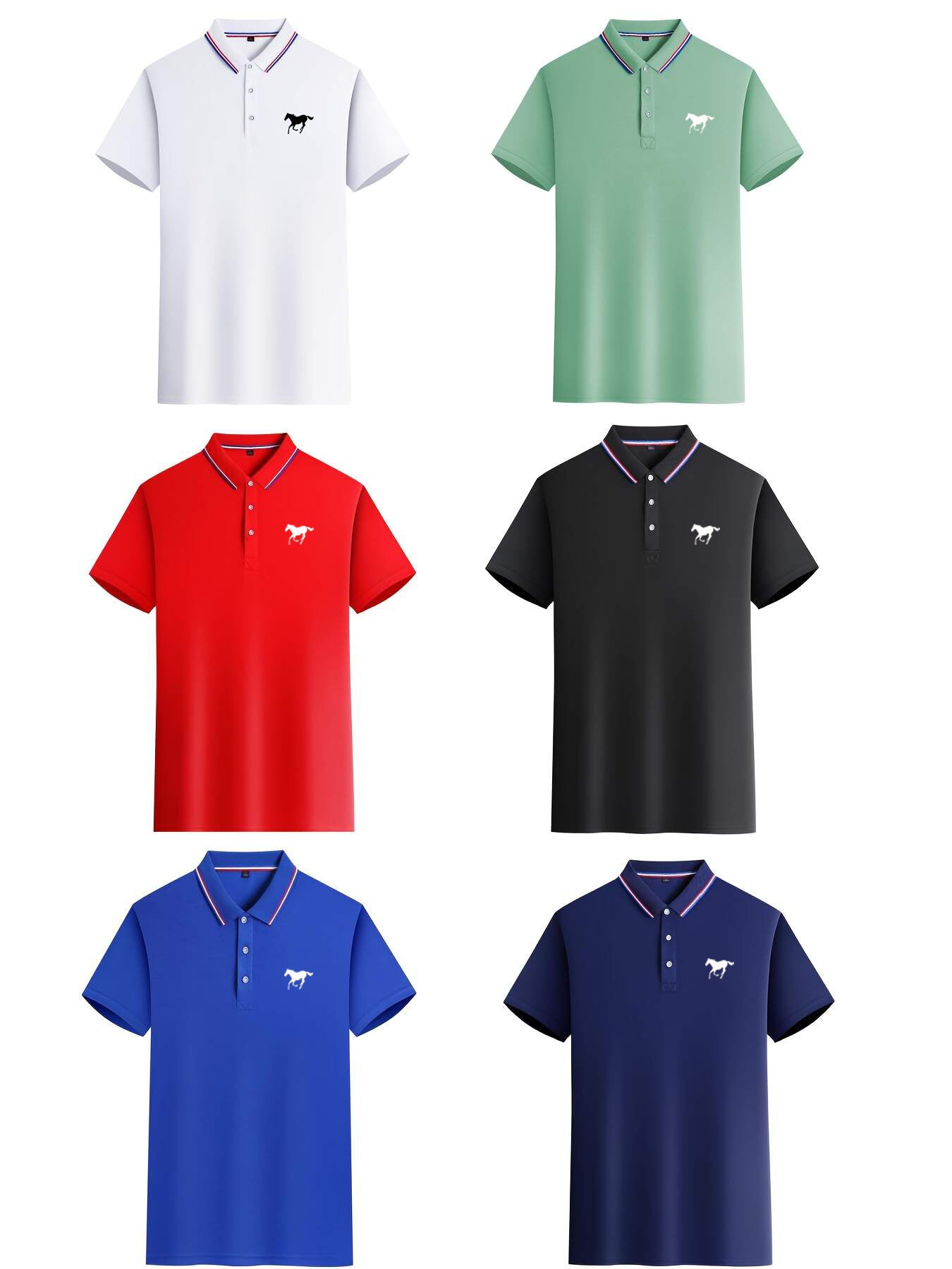 Men's Polo Shirt Set – 5 Pack Contrast Collar Golf Style – view 12