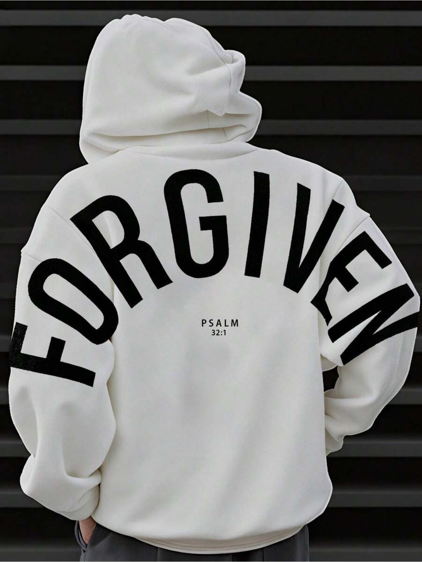 Men's Psalm 32:1 Hoodie - Forgiven Faith Graphic – White option – main product image