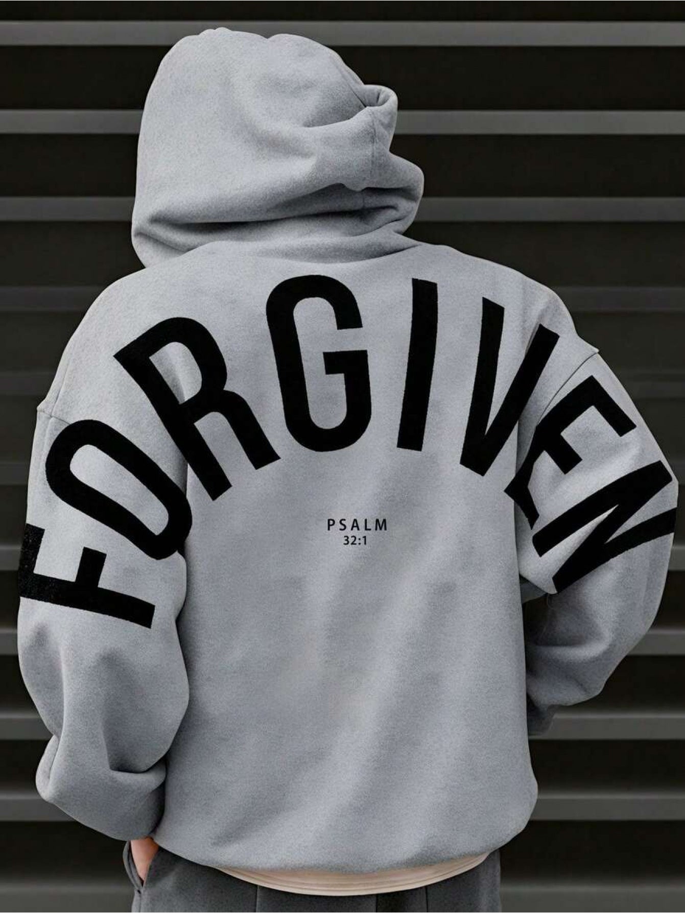 Men's Psalm 32:1 Hoodie - Forgiven Faith Graphic – White option – view 3