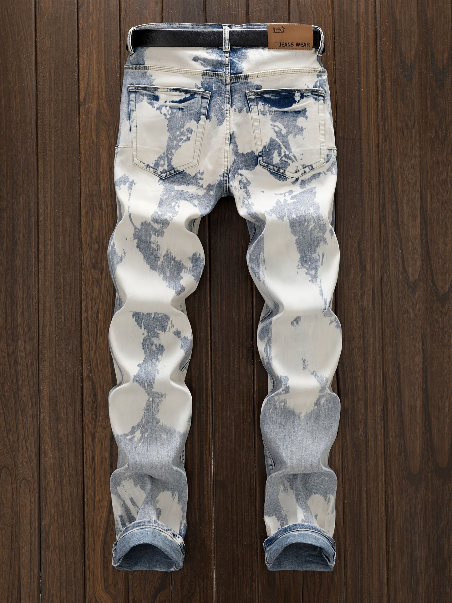 Men's Punk Slim-Fit Blue Jeans - Elastic Cuff Nightclub Style – view 2