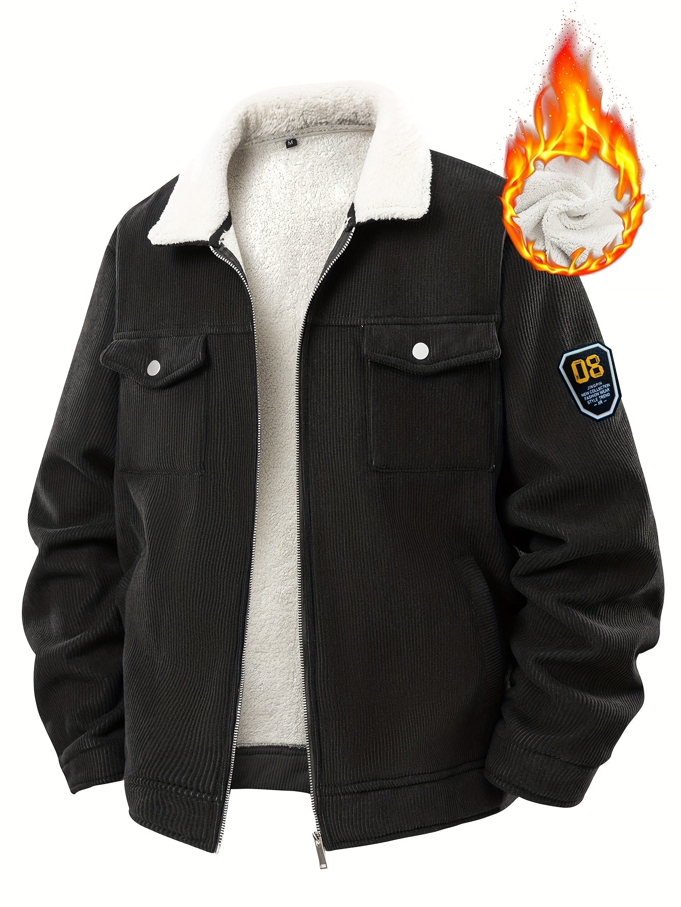 Men's Relaxed Corduroy Zip-Up Jacket – Black option – view 2